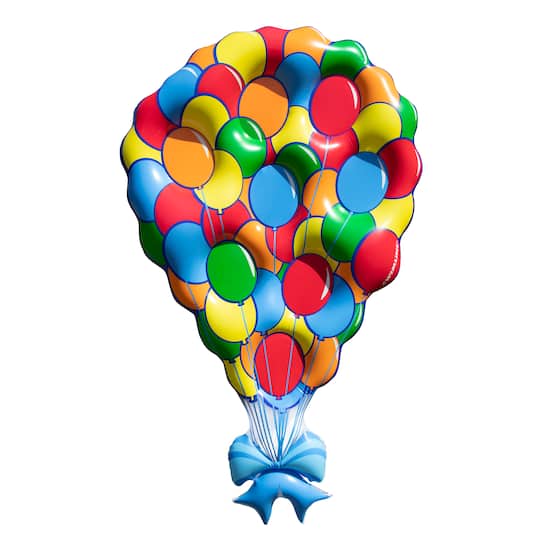 35260987 80 in. Balloon Party Island Inflatable Swimming Pool Lounge Float & Table Centerpiece, Multi-Color